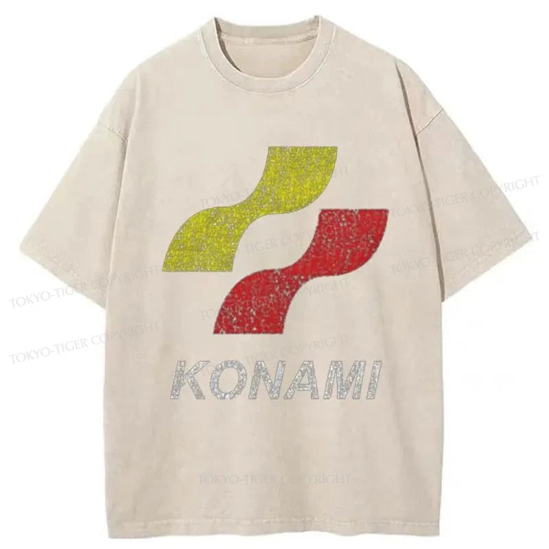 Tokyo-Tiger Konami Logo Japanese Washed T-Shirt