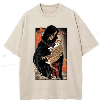 Tokyo-Tiger Kind Death And The Cat Washed T-Shirt