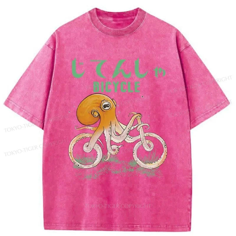 Tokyo-Tiger Octopus Bike Japanese Washed T-Shirt