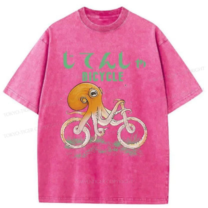 Tokyo-Tiger Octopus Bike Japanese Washed T-Shirt