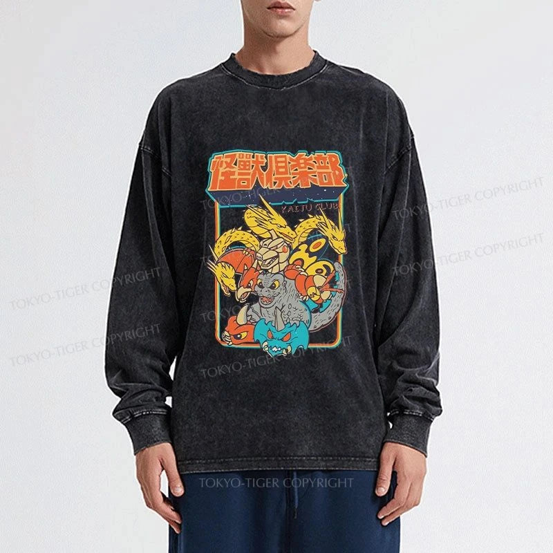 Tokyo-Tiger Kaiju Club Japanese Washed Long Sleeve T-Shirt