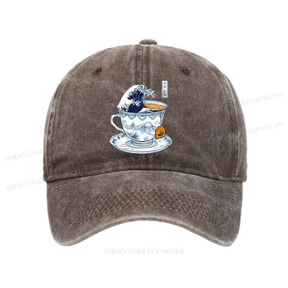 Tokyo-Tiger The Great Kanagawa Tea Wave Washed Cap