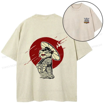 Tokyo-Tiger Frog Monster Front Back Washed T-Shirt