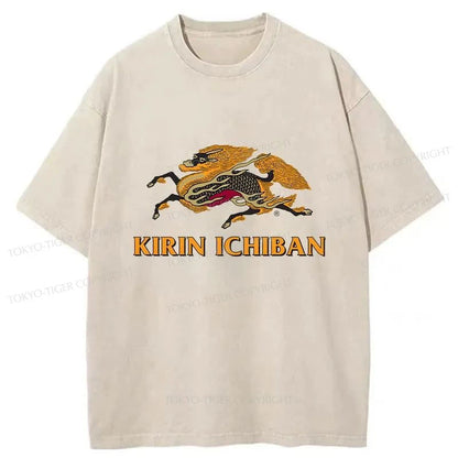 Tokyo-Tiger Japanese Kirin Beer Logo Washed T-Shirt