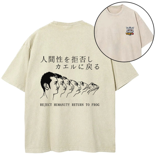 Tokyo-Tiger Return To Frog Front Back Washed T-Shirt