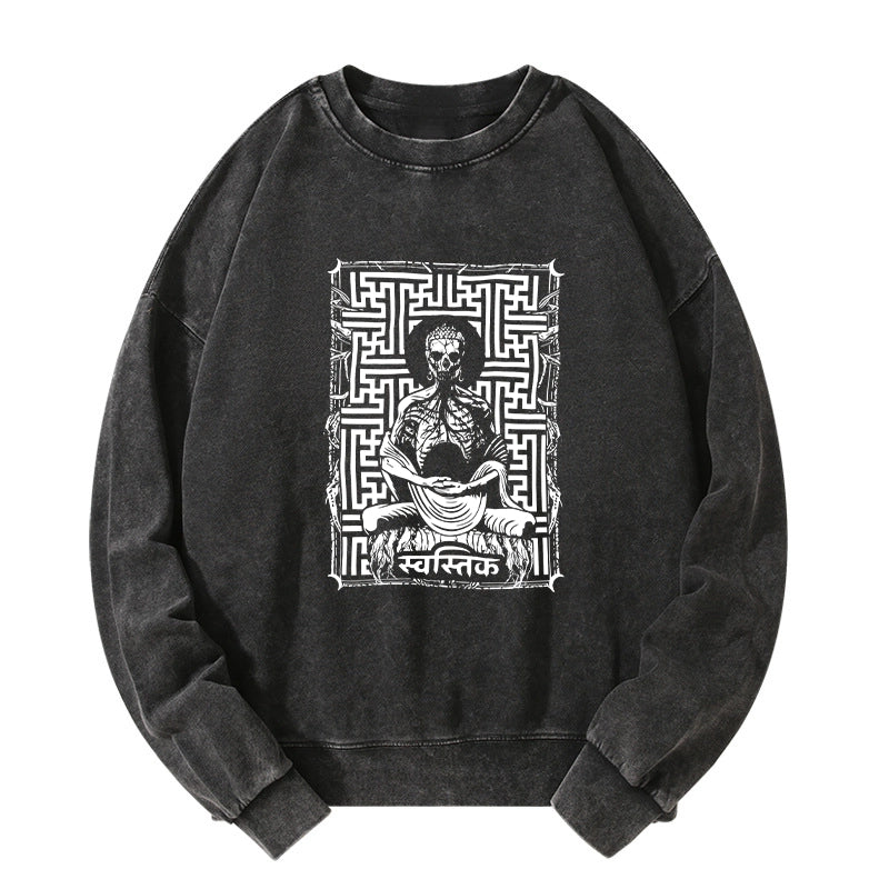 Tokyo-Tiger Sayagata Buddha Graphic Washed Sweatshirt