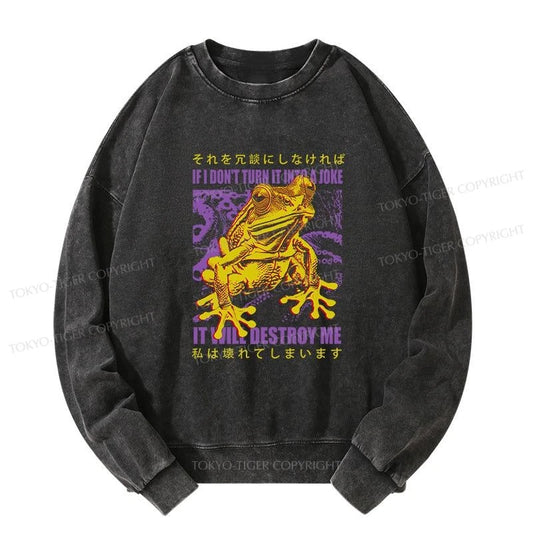 Tokyo-Tiger A Frog Prone To Emotional Breakdown Washed Sweatshirt