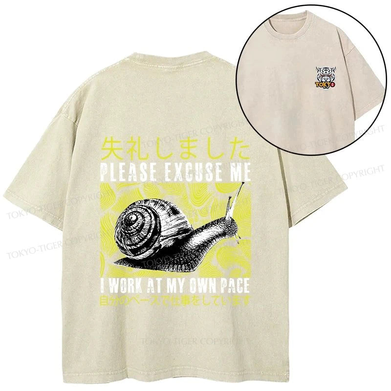 Tokyo-Tiger Snails That Work According To Their Own Rules Front Back Washed T-Shirt