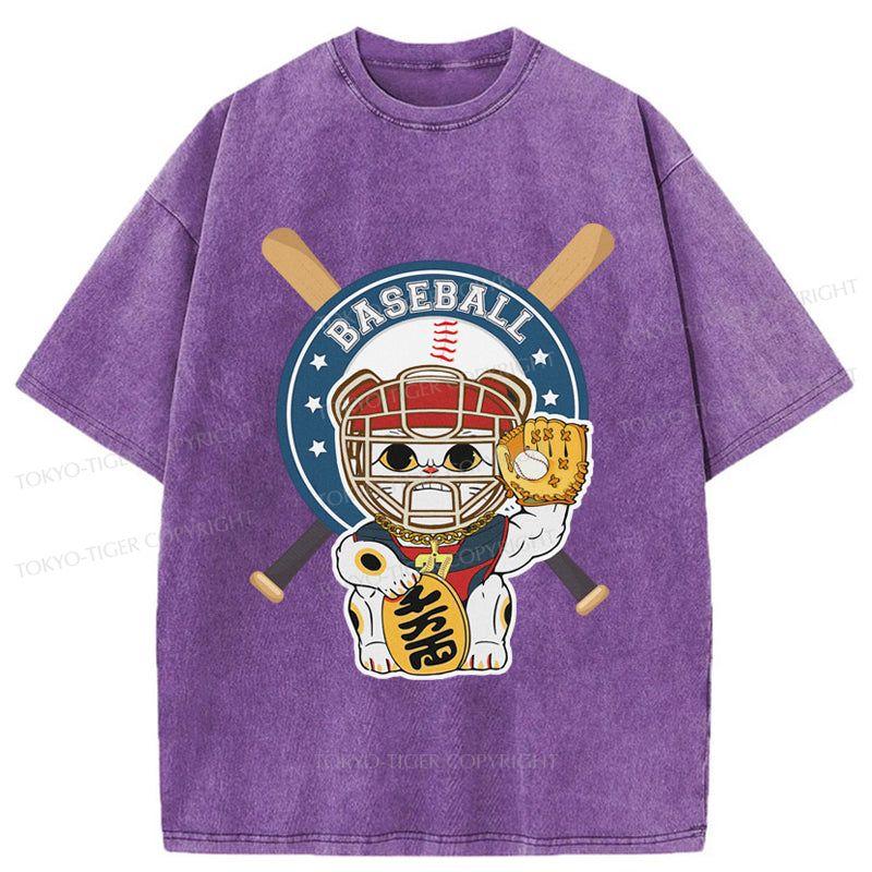 Tokyo-Tiger Janpaese Baseball Cat Washed T-Shirt