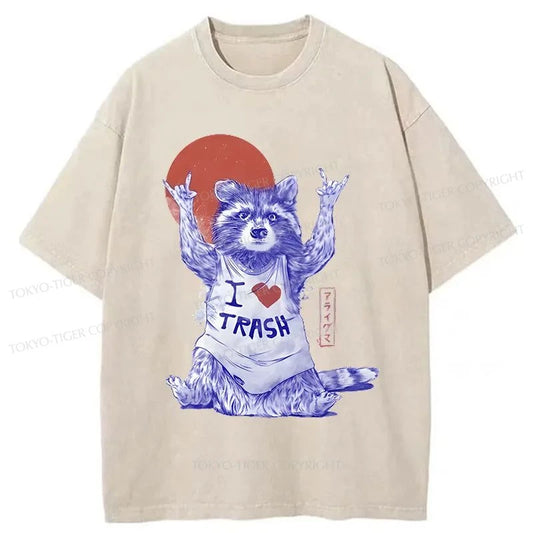 Tokyo-Tiger I love Trash Washed T-Shirt