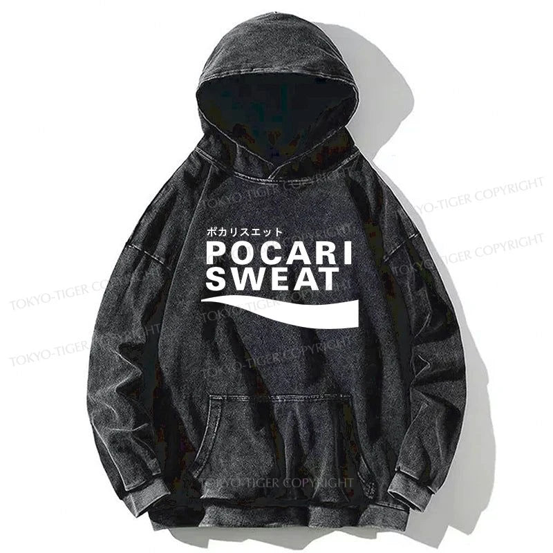 Tokyo-Tiger Japanese Pocari Sweat Logo Washed Hoodie