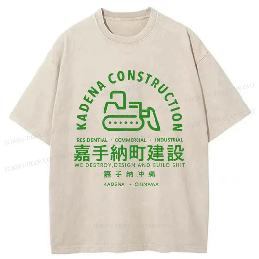 Tokyo-Tiger Kadena Okinawa Construction Japanese Washed T-Shirt