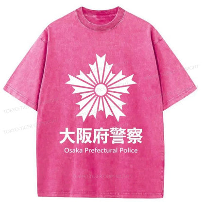 Tokyo-Tiger Osaka Prefectural Police Japanese Washed T-Shirt