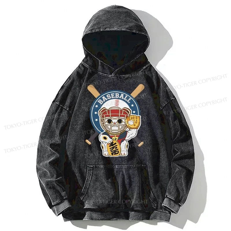 Tokyo-Tiger Janpaese Baseball Cat Washed Hoodie