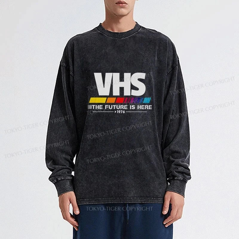 Tokyo-Tiger VHS Japanese Washed Long Sleeve T-Shirt