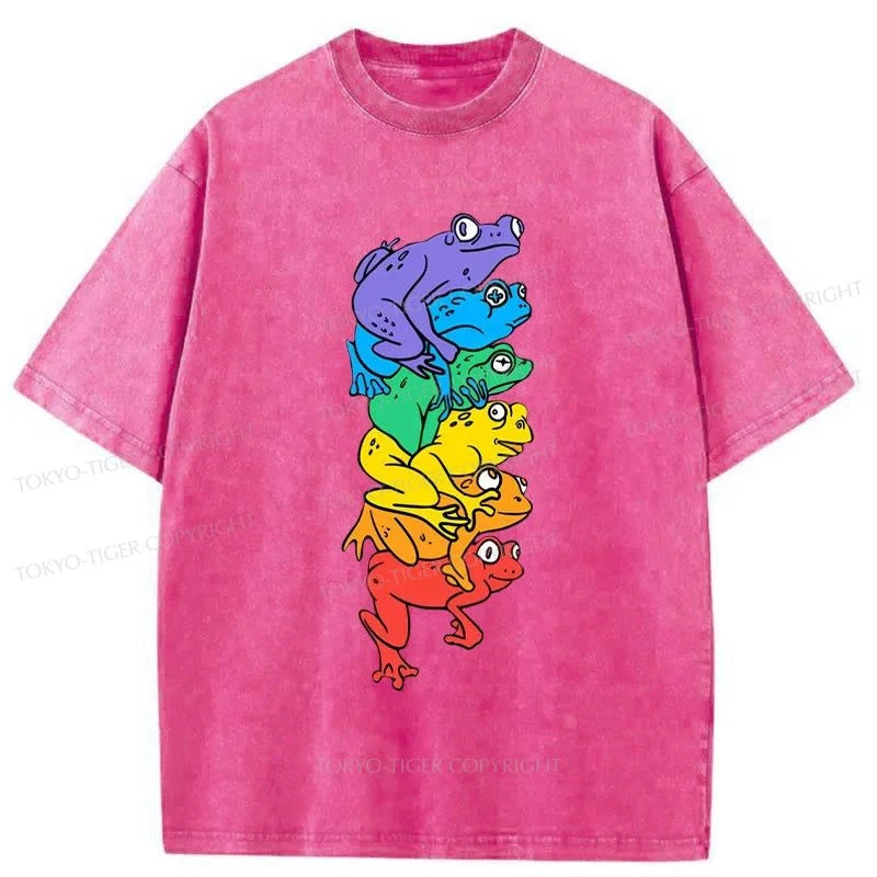 Tokyo-Tiger LGBT Frog Japanese Washed T-Shirt