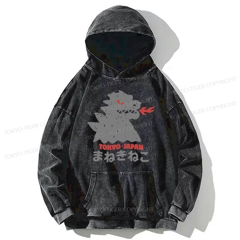 Tokyo-Tiger Japanese Fortune Cat Washed Hoodie