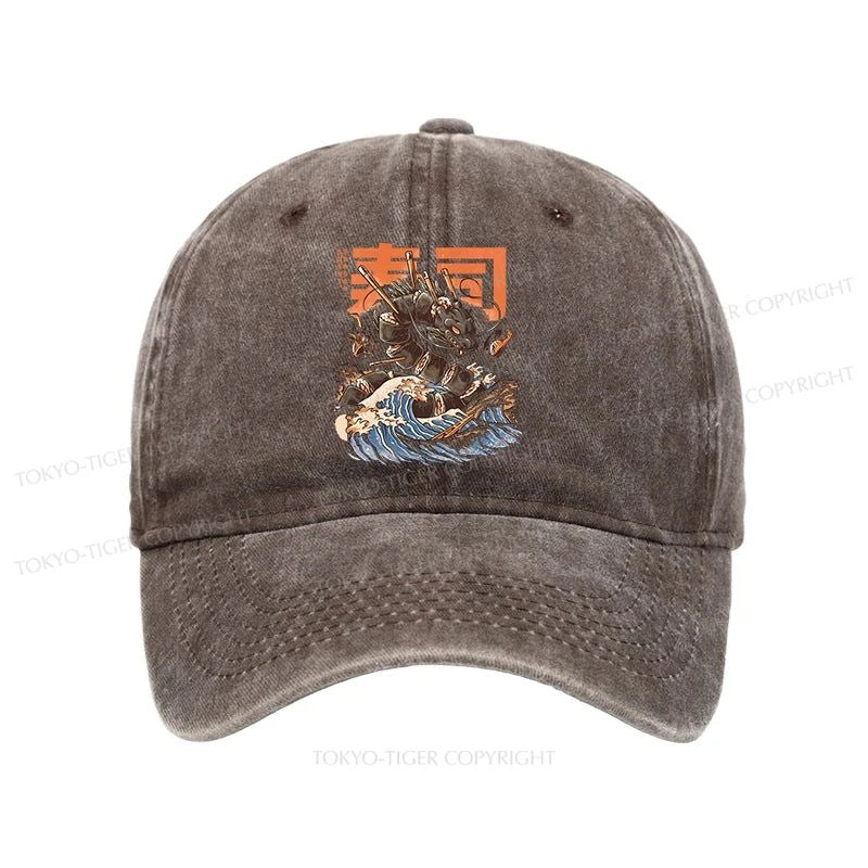 Tokyo-Tiger The Great Sushi Dragon Wave Washed Cap