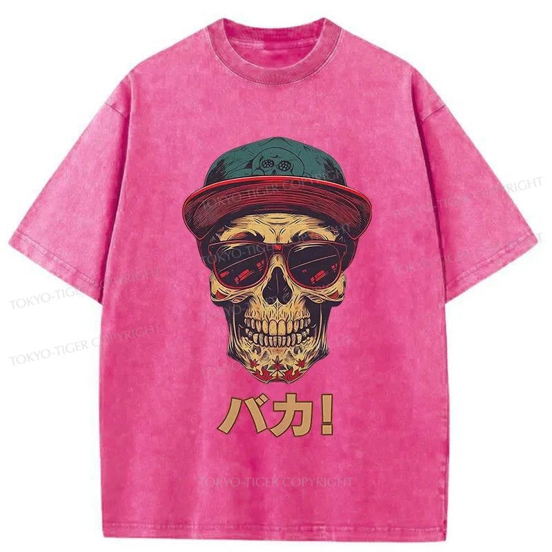 Tokyo-Tiger Fashion Skull Japanese Washed T-Shirt