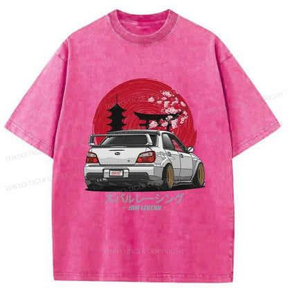 Tokyo-Tiger Subaru Racing Car Japanese Washed T-Shirt