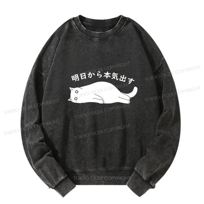 Tokyo-Tiger I'm Going To Get Serious Tomorrow Washed Sweatshirt