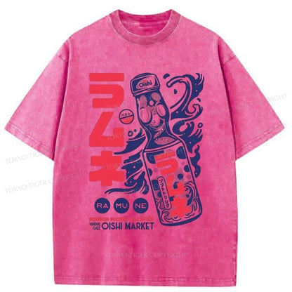 Tokyo-Tiger Ramune Print Japanese Washed T-Shirt