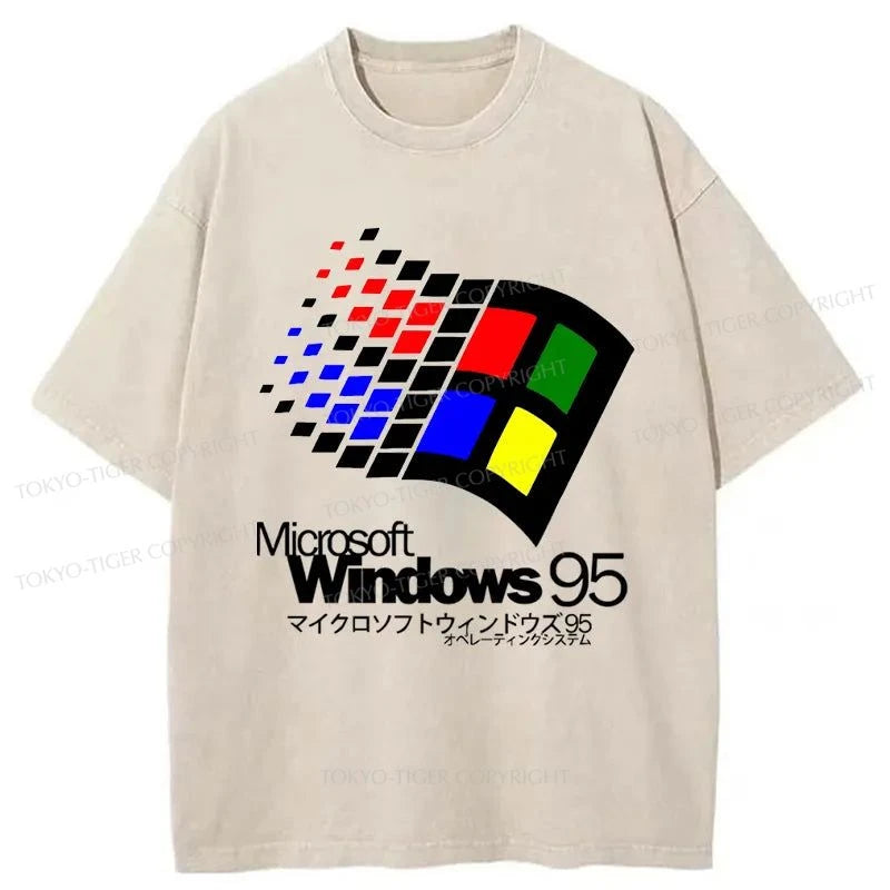 Tokyo-Tiger Windows 95 Logo Washed T-Shirt