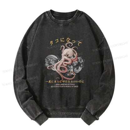 Tokyo-Tiger I Wish I Was An Octopus Washed Sweatshirt