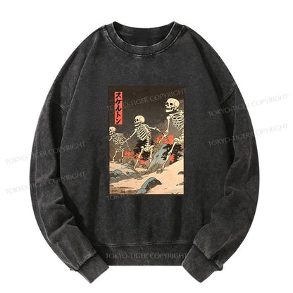 Tokyo-Tiger Japanese Rising Skeletons Washed Sweatshirt