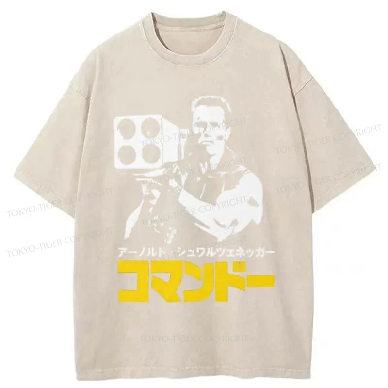 Tokyo-Tiger Commando In Japanese Washed T-Shirt