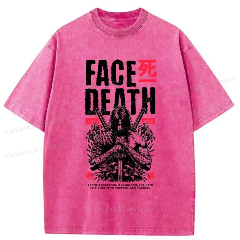 Tokyo-Tiger Samurai Face Death Japanese Washed T-Shirt