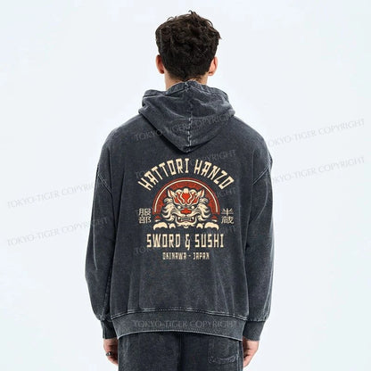 Tokyo-Tiger Hattori Hanzo Sword Washed Zip Hoodie