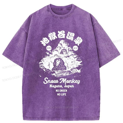 Tokyo-Tiger Monkey In Hot Spring Washed T-Shirt