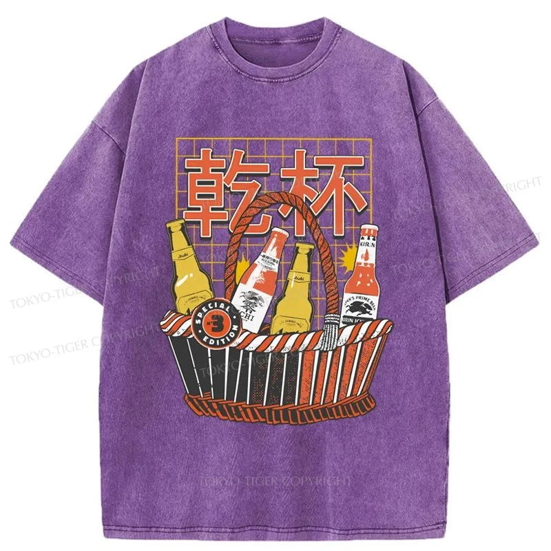 Tokyo-Tiger Have A Beer Together Washed T-Shirt