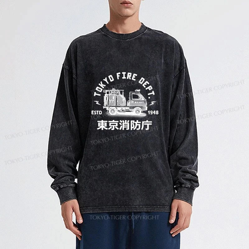 Tokyo-Tiger Tokyo Fire Dept Washed Long Sleeve T-Shirt