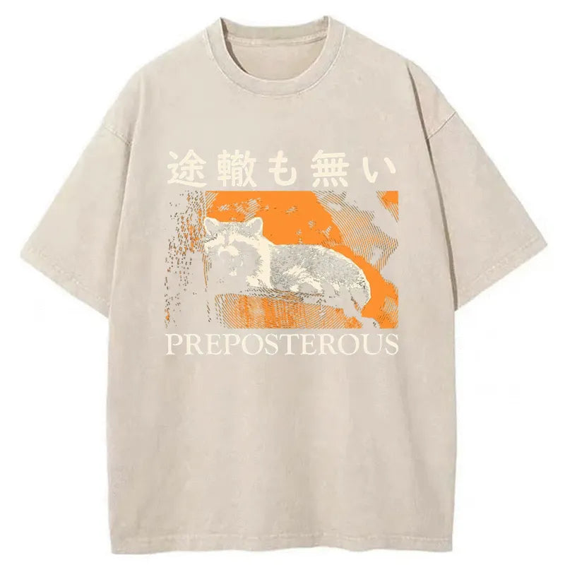 Tokyo-Tiger Helpless Raccoon Japanese Washed T-Shirt