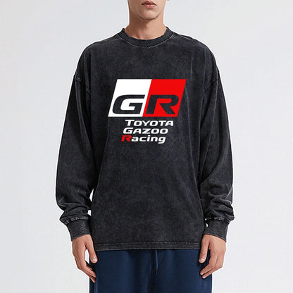 Tokyo-Tiger Toyota Gazoo Racing GR Logo Washed Long Sleeve T-Shirt