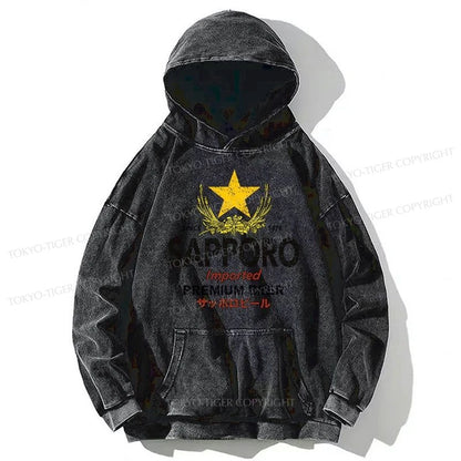 Tokyo-Tiger Sapporo Beer Star Japanese Washed Hoodie