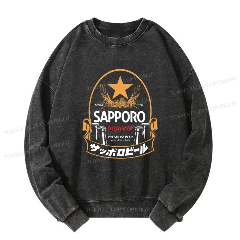 Tokyo-Tiger Sapporo Beer Japanese Memorabilia Washed Sweatshirt