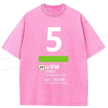 Tokyo-Tiger Yamanote Line 5 Japanese Washed T-Shirt