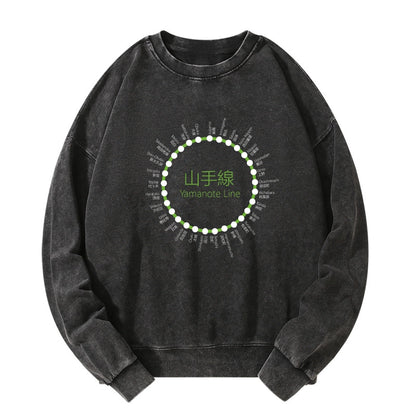 Tokyo-Tiger Yamanote Line Stations Circle Washed Sweatshirt