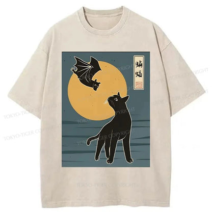 Tokyo-Tiger The Cat With Batty Washed T-Shirt