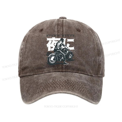 Tokyo-Tiger Motorcyclist Japanese Night Rider Washed Cap