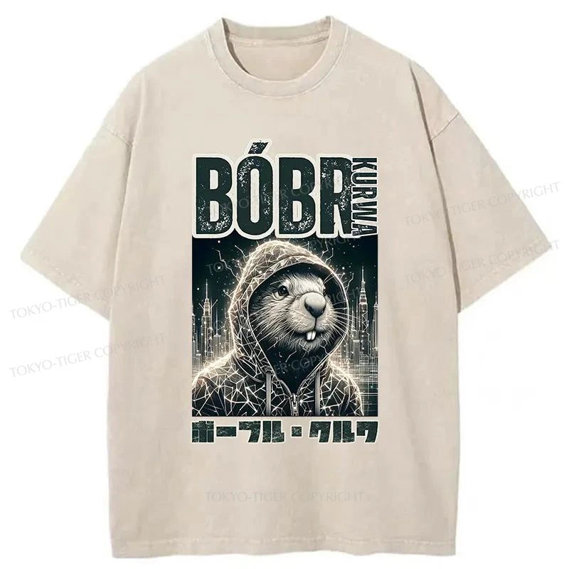 Tokyo-Tiger Bóbr Kurwa Japanese Washed T-Shirt