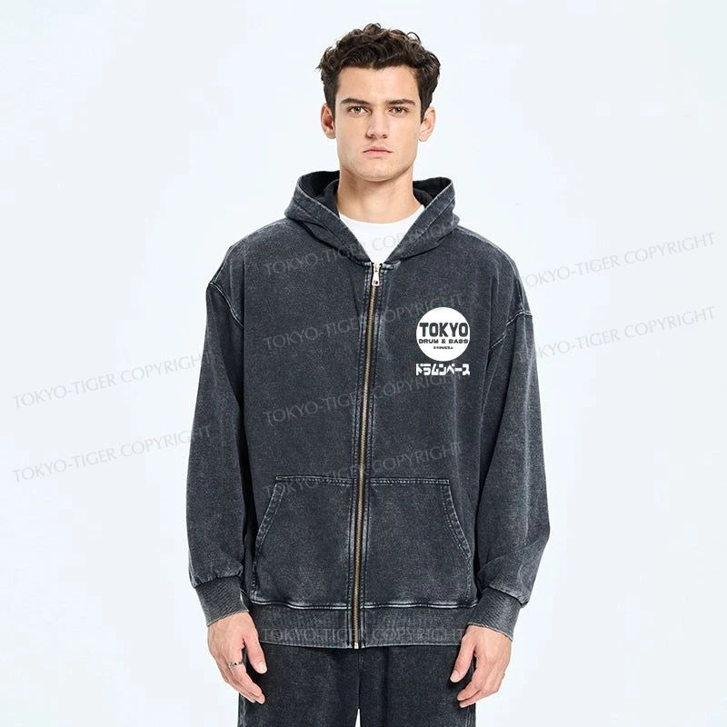 Tokyo-Tiger Tokyo DnB Japanese Washed Zip Hoodie