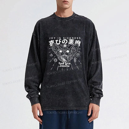 Tokyo-Tiger Joy Is Sickness Washed Long Sleeve T-Shirt