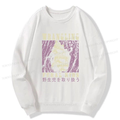 Tokyo-Tiger Wrangling Feral Raccoon Kids Sweatshirt