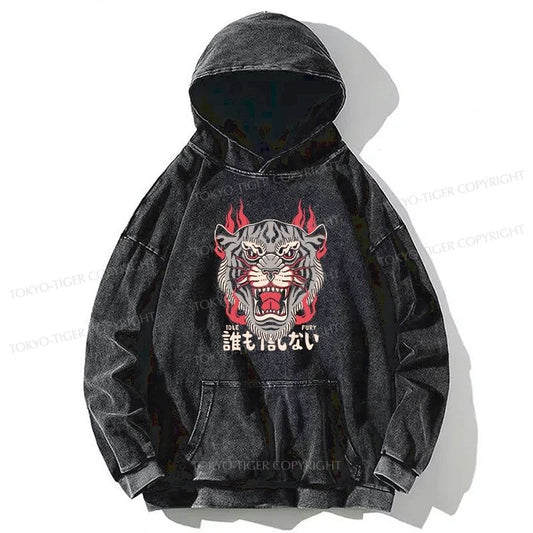 Tokyo-Tiger Retro Tiger Japanese Washed Hoodie