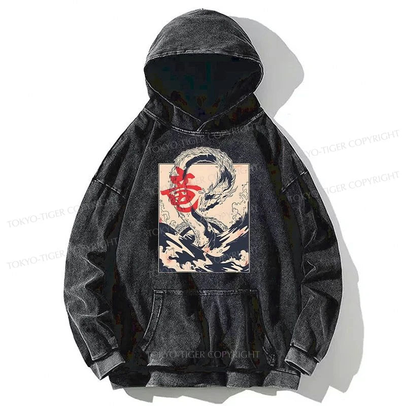 Tokyo-Tiger Sea Dragon Japanese Washed Hoodie