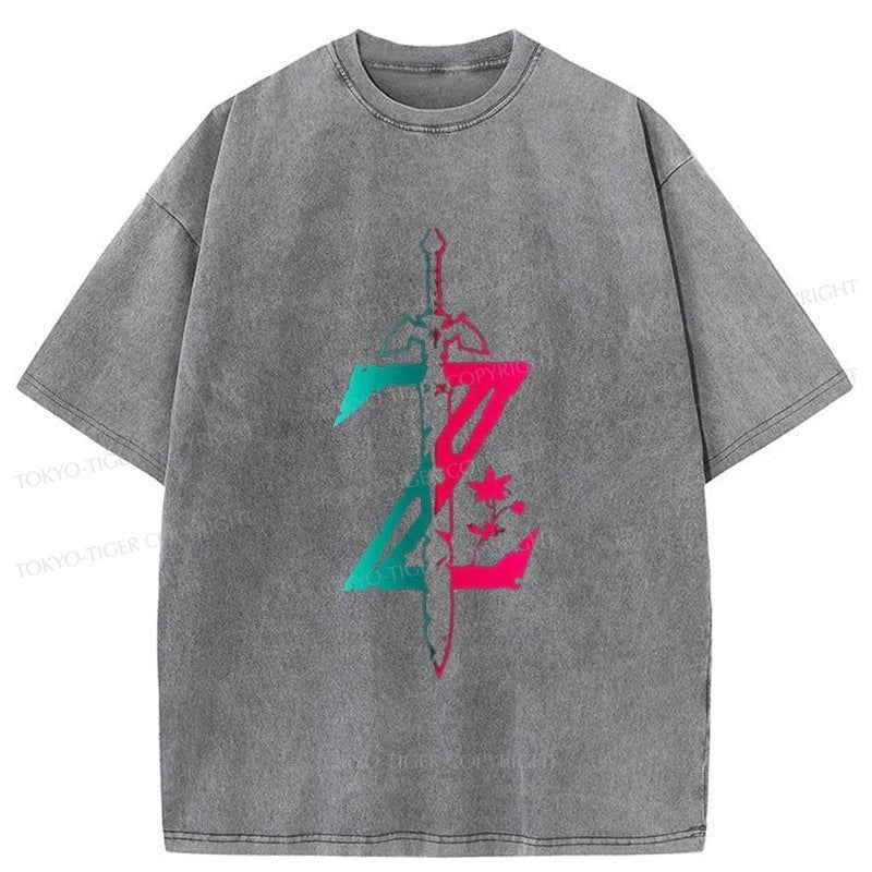 Tokyo-Tiger Magic Sword Anime Japanese Washed T-Shirt